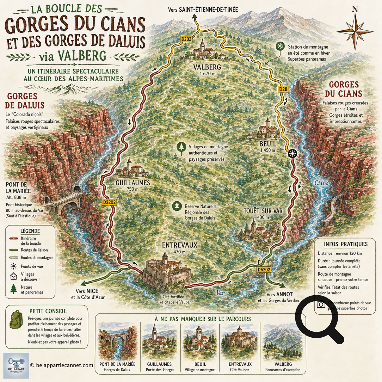 Les Gorges du Cians et les Gorges de Daluis sont un véritable chef-d'œuvre de la nature et comptent parmi les paysages routiers les plus spectaculaires de l'arrière-pays des Alpes-Maritimes. Elles sont souvent associées parce qu’elles permettent de réaliser une magnifique boucle au départ de la vallée du Var, mais chacune possède son caractère.
