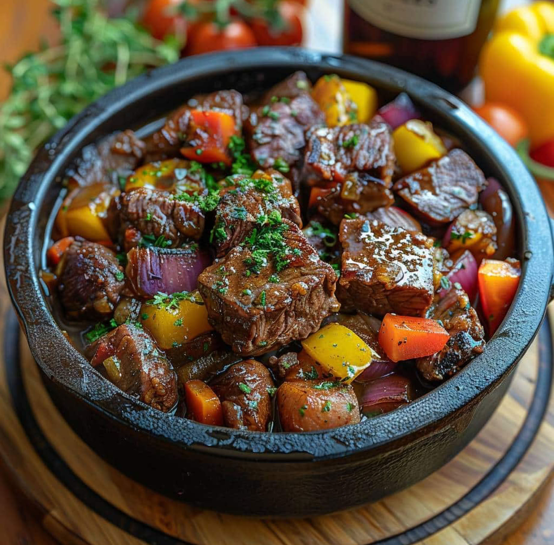 This is the iconic slow-cooked dish of Nice, deeply rooted in Provençal cuisine, both generous, comforting, and full of character. Daube Niçoise is a beef stew simmered in red wine, flavored with garlic, thyme, bay leaf, onions, carrots, and often black olives. It is cooked slowly for several hours until the meat is tender.  It is a traditional popular dish, often prepared the day before to be reheated (and even better the next day!