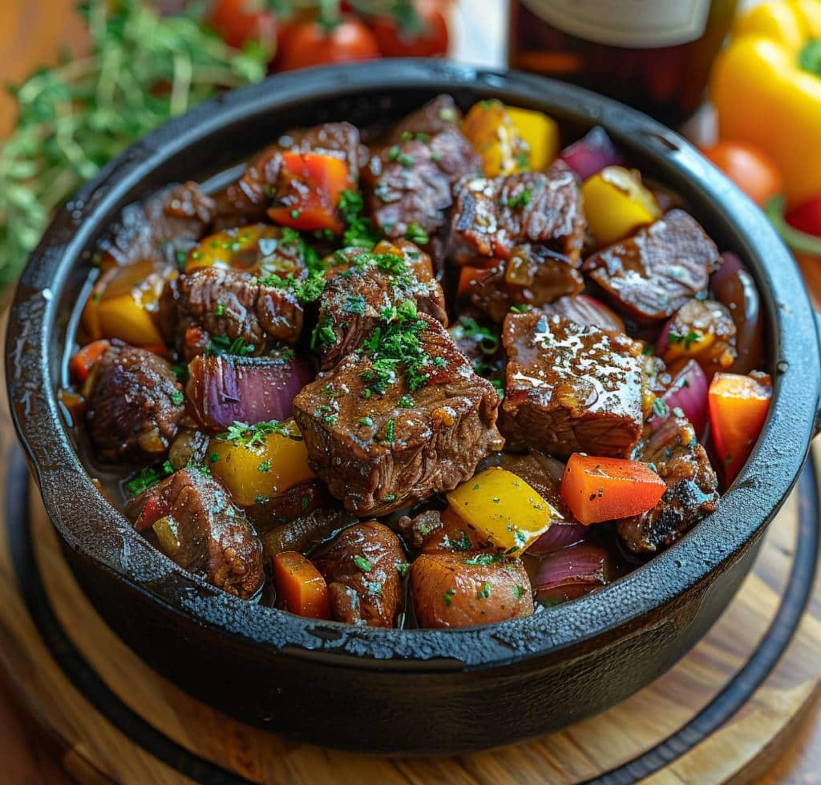 C’est le plat mijoté emblématique de Nice, profondément ancré dans la cuisine provençale, à la fois généreux, réconfortant et plein de caractère. La daube niçoise est un ragoût de bœuf mijoté au vin rouge, parfumé à l’ail, au thym, au laurier, aux oignons, aux carottes et souvent aux olives noires.