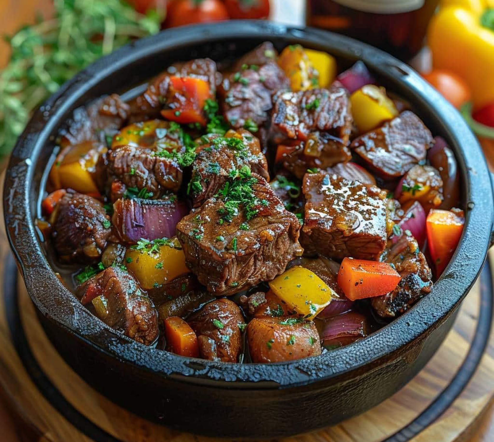 C’est le plat mijoté emblématique de Nice, profondément ancré dans la cuisine provençale, à la fois généreux, réconfortant et plein de caractère. La daube niçoise est un ragoût de bœuf mijoté au vin rouge, parfumé à l’ail, au thym, au laurier, aux oignons, aux carottes et souvent aux olives noires.