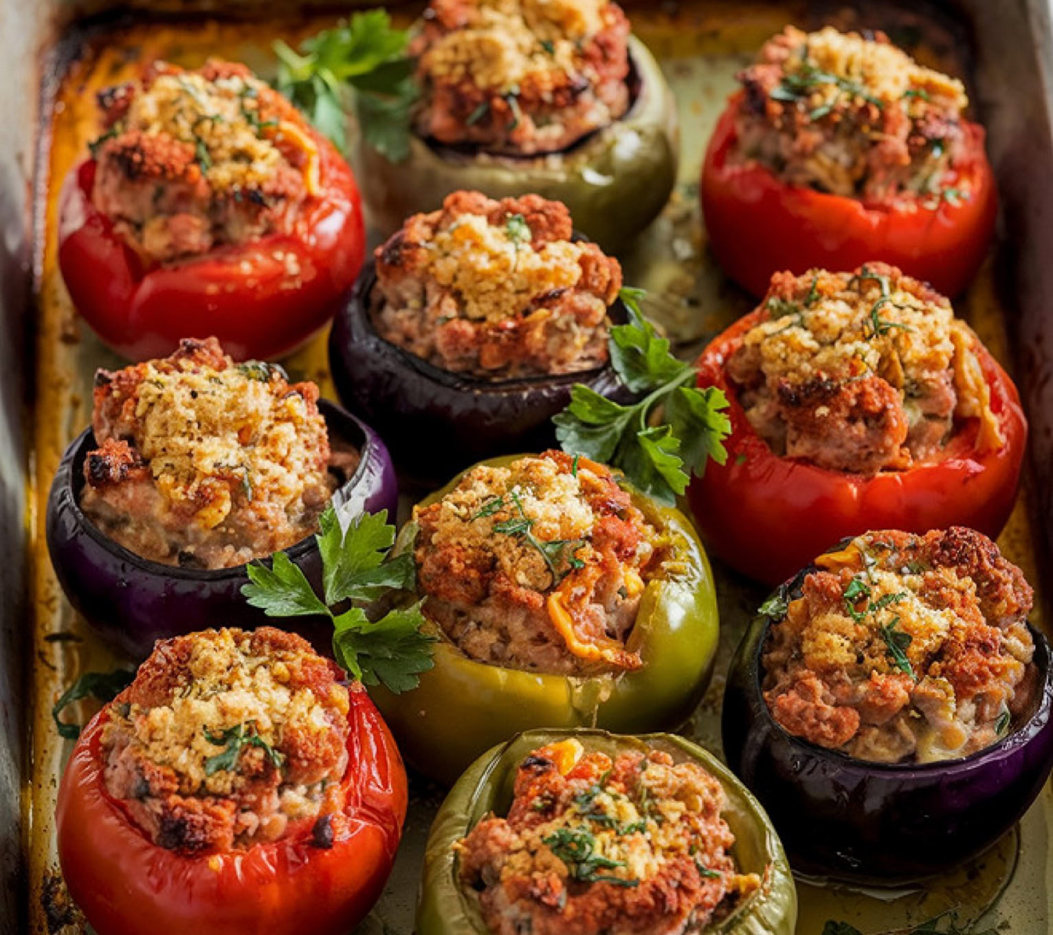 Another tasty classic of Niçoise cuisine, both rustic, fragrant, and full of sunshine. Stuffed vegetables (or lou farcit in Niçard) are summer vegetables—often zucchini, tomatoes, onions, peppers, eggplants—that are hollowed out and stuffed with a mixture of minced meat, bread crumbs, garlic, onion, aromatic herbs, then baked in the oven. They are served hot, warm, or even cold, as a main dish or as an appetizer.