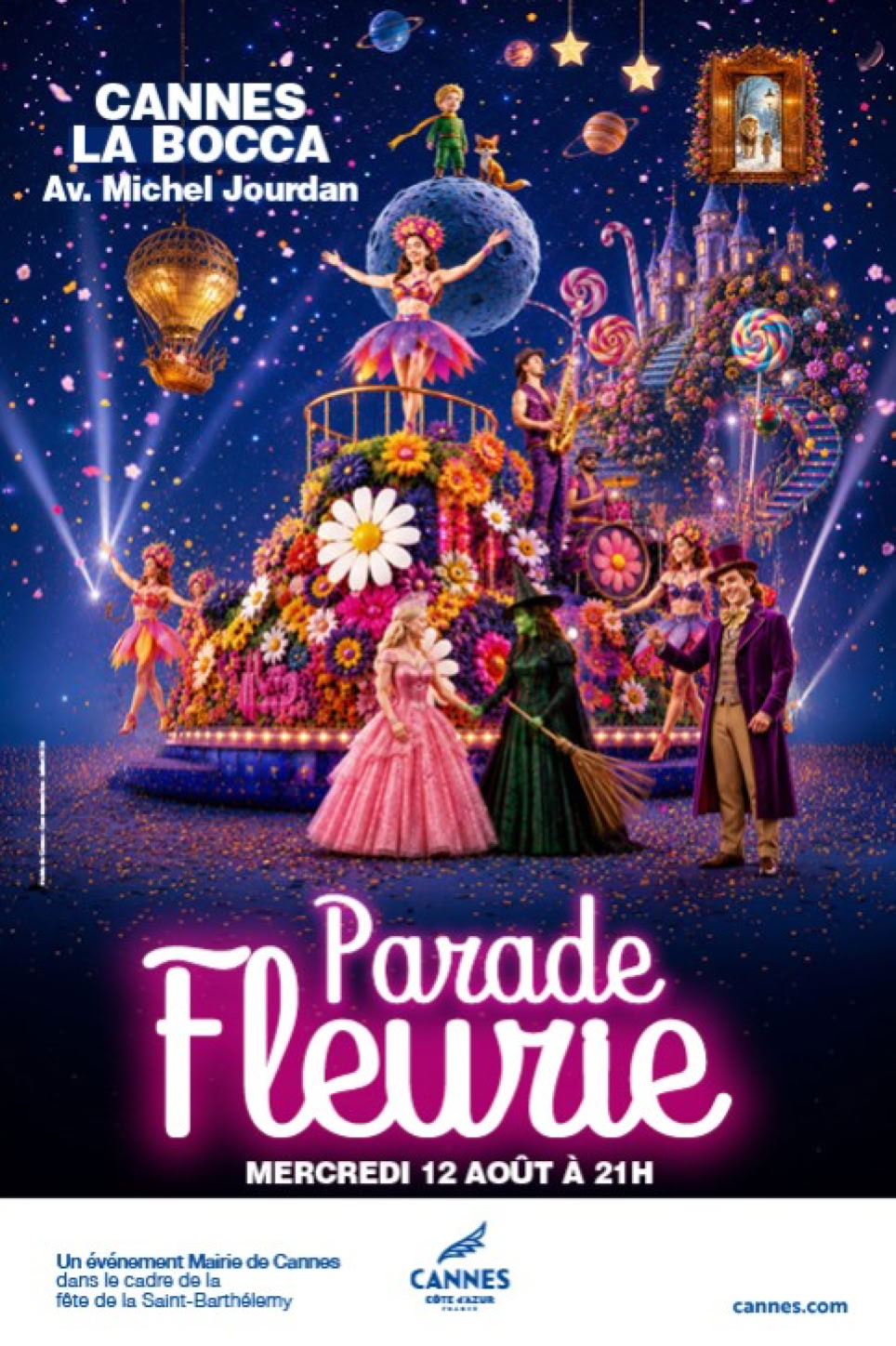 Chaque été, au cœur du mois d'août, Cannes-La Bocca se pare de mille couleurs à l'occasion de sa Grande Parade fleurie nocturne, l'un des rendez-vous les plus populaires et festifs de la saison estivale cannoise. À la tombée de la nuit, les rues du quartier, et notamment la grande avenue Francis Tonner, se transforment en un véritable théâtre à ciel ouvert. Habitants et vacanciers se rassemblent le long du parcours pour assister au passage d'un spectaculaire cortège mêlant chars fleuris, musiciens, danseurs, artistes de rue et personnages costumés.
