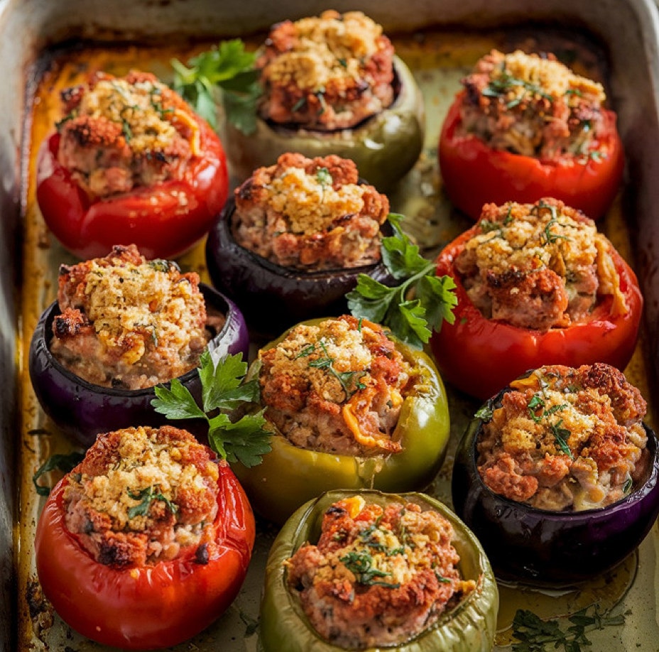 Encore un classique savoureux de la cuisine niçoise, à la fois rustique, parfumé et plein de soleil. Les petits farcis (ou lou farcit en nissart) sont des légumes d’été – souvent des courgettes, tomates, oignons, poivrons, aubergines – vidés et farcis d’une préparation à base de viande hachée, mie de pain, ail, oignon, herbes aromatiques, puis cuits au four.