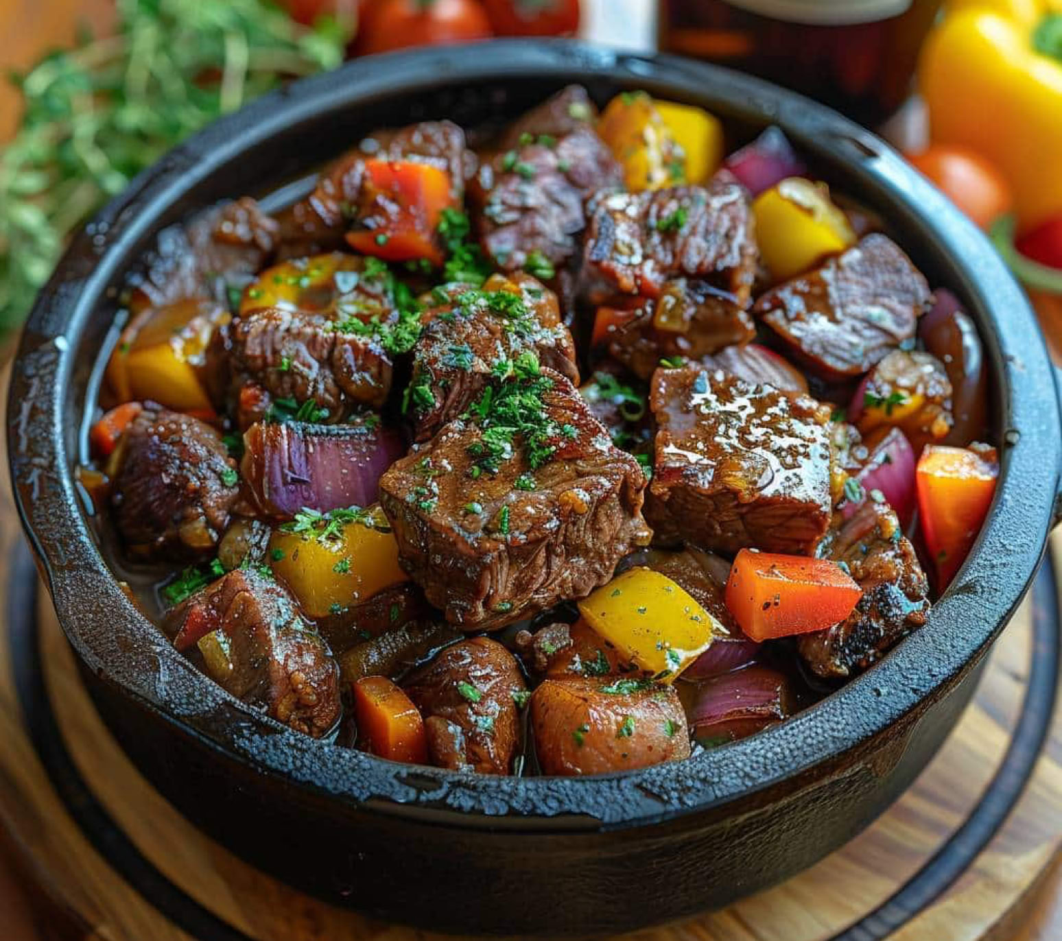 This is the iconic slow-cooked dish of Nice, deeply rooted in Provençal cuisine, both generous, comforting, and full of character. Daube Niçoise is a beef stew simmered in red wine, flavored with garlic, thyme, bay leaf, onions, carrots, and often black olives. It is cooked slowly for several hours until the meat is tender.  It is a traditional popular dish, often prepared the day before to be reheated (and even better the next day!